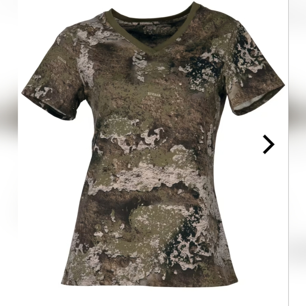 Bass Pro SHE Outdoor 60/40 V-Neck Short-Sleeve T-Shirt True Timber Strata Xxl